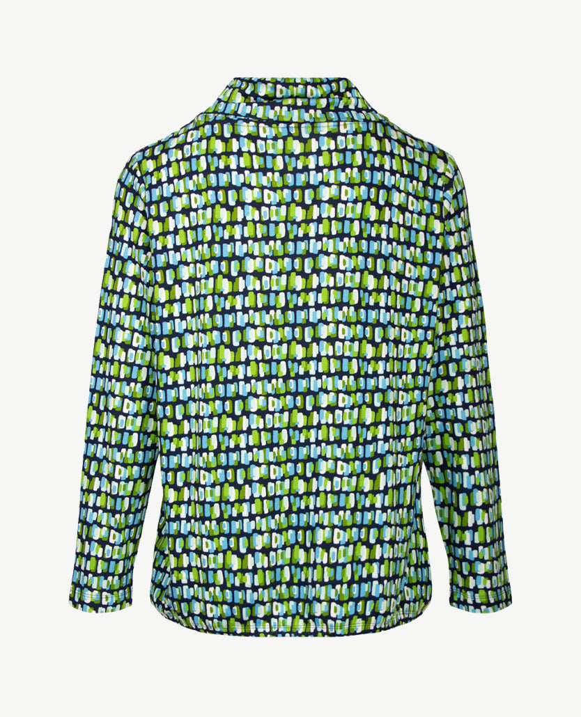 Rabe - Dunne pullover coll - jersey - Dessin turquise, navy, wit en groen