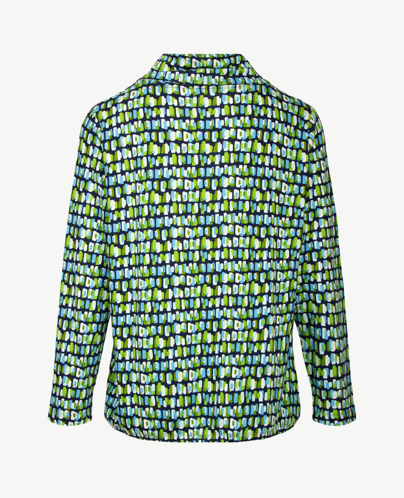 Rabe - Dunne pullover coll - jersey - Dessin turquise, navy, wit en groen