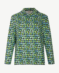 Rabe - Dunne pullover coll - jersey - Dessin turquise, navy, wit en groen