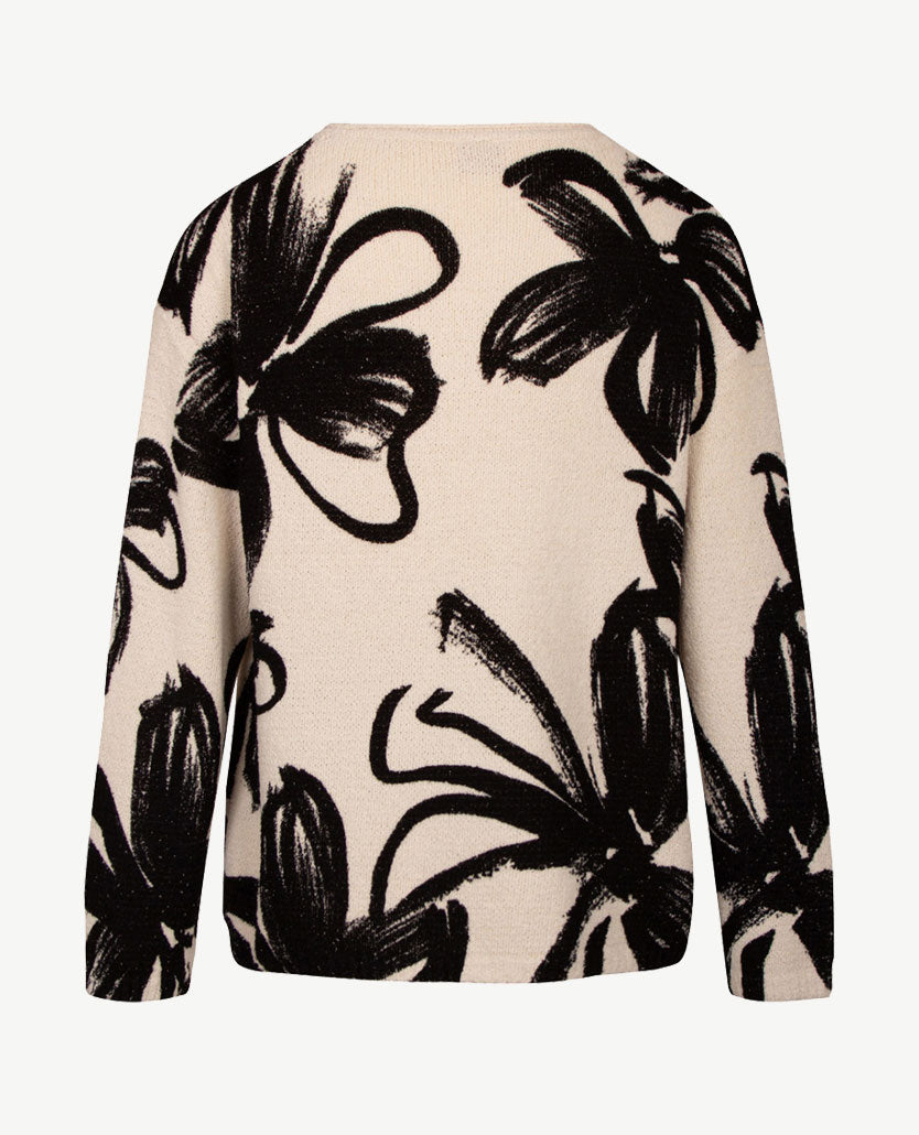 Rabe - Lichte pullover - Ronde hals - Zwart met off-white