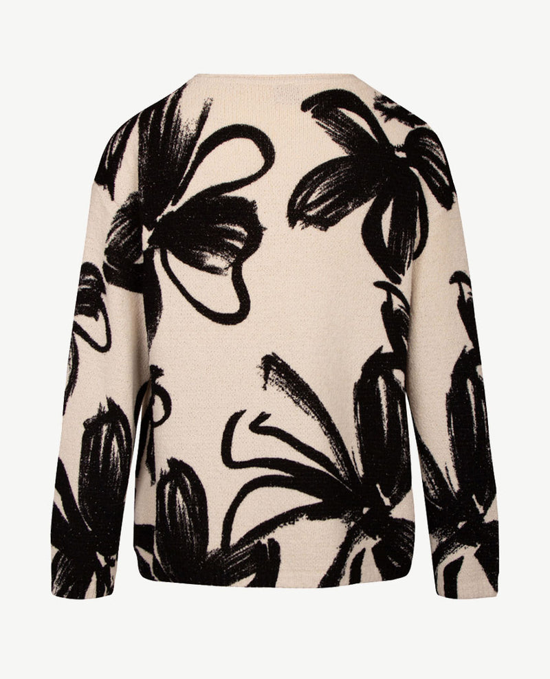 Rabe - Lichte pullover - Ronde hals - Zwart met off-white