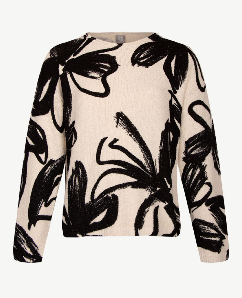 Rabe - Lichte pullover - Ronde hals - Zwart met off-white