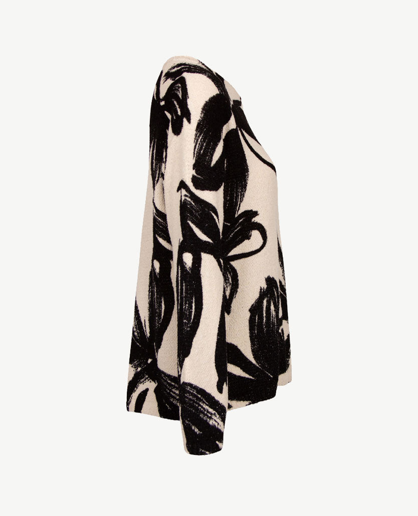 Rabe - Lichte pullover - Ronde hals - Zwart met off-white
