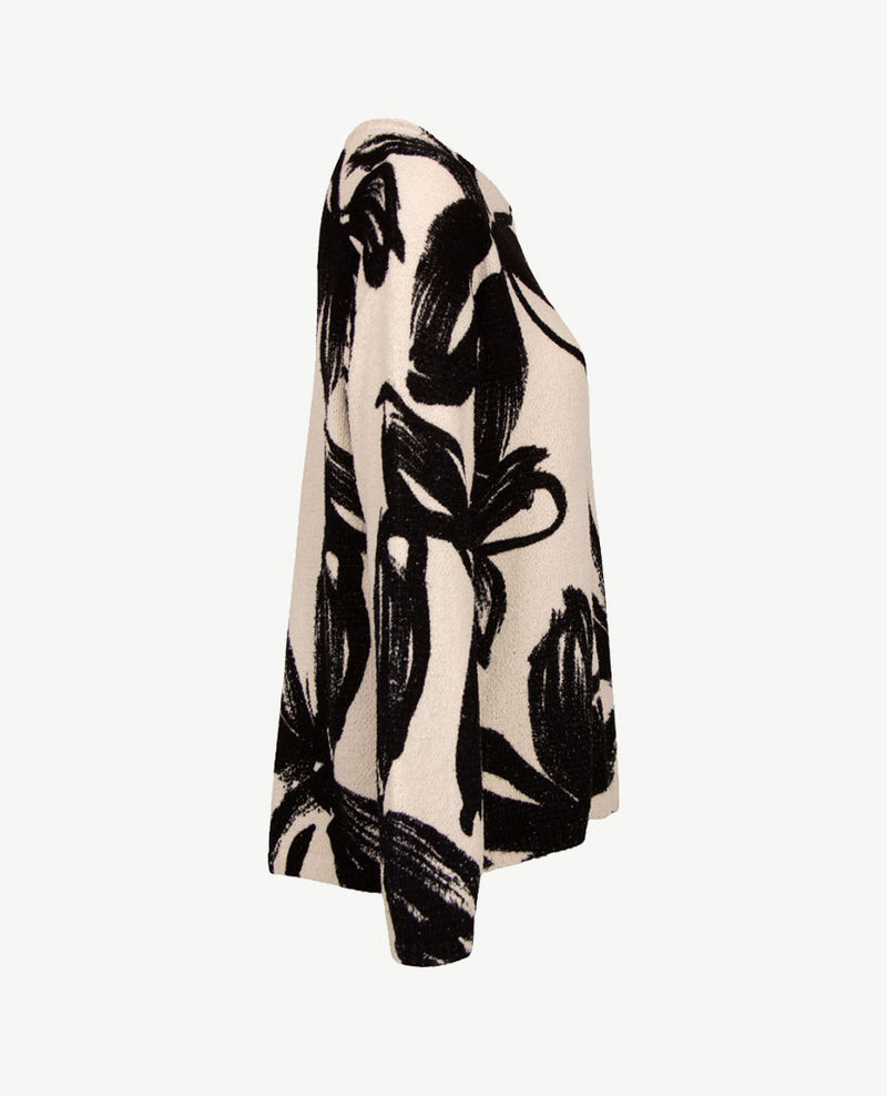 Rabe - Lichte pullover - Ronde hals - Zwart met off-white