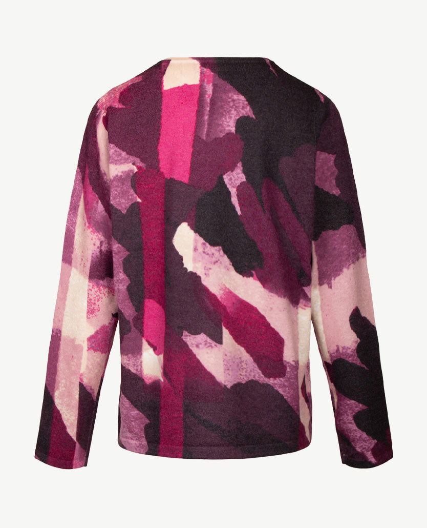 Rabe - Lichte pullover - Ronde hals - Burgundy, rose, beige, lila en off-white en paars