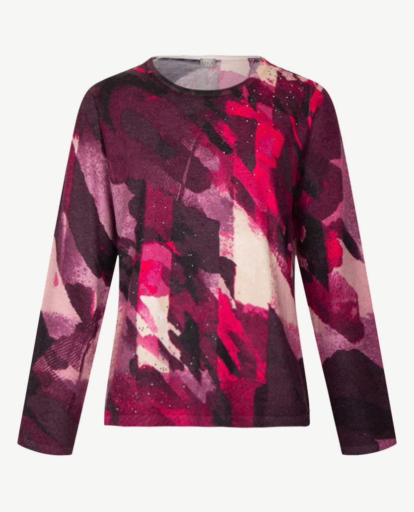 Rabe - Lichte pullover - Ronde hals - Burgundy, rose, beige, lila en off-white en paars