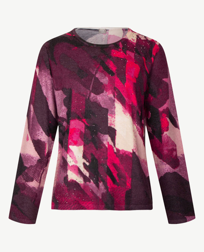 Rabe - Lichte pullover - Ronde hals - Burgundy, rose, beige, lila en off-white en paars