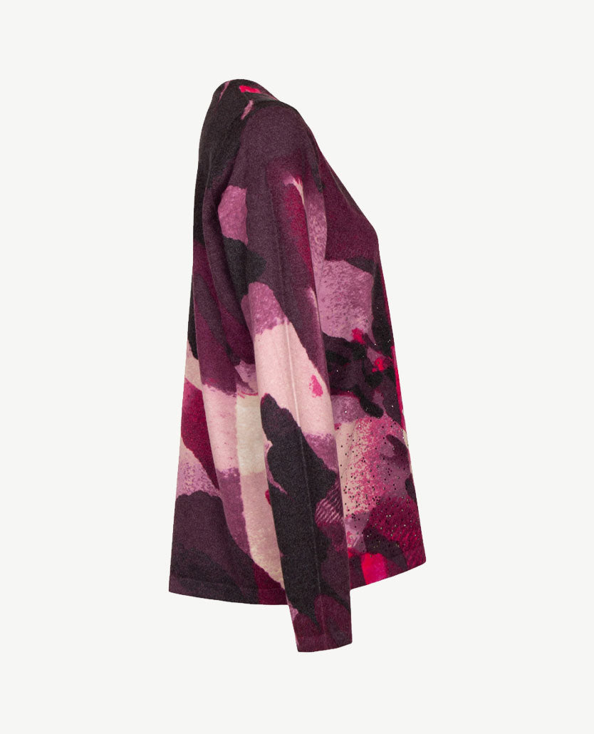 Rabe - Lichte pullover - Ronde hals - Burgundy, rose, beige, lila en off-white en paars