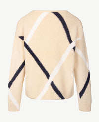 Rabe - Damespullover - Ronde hals - Cream, navy en wit