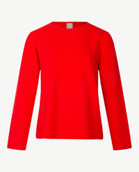 Rabe - Dunne damespullover - Ronde hals - Chili rood