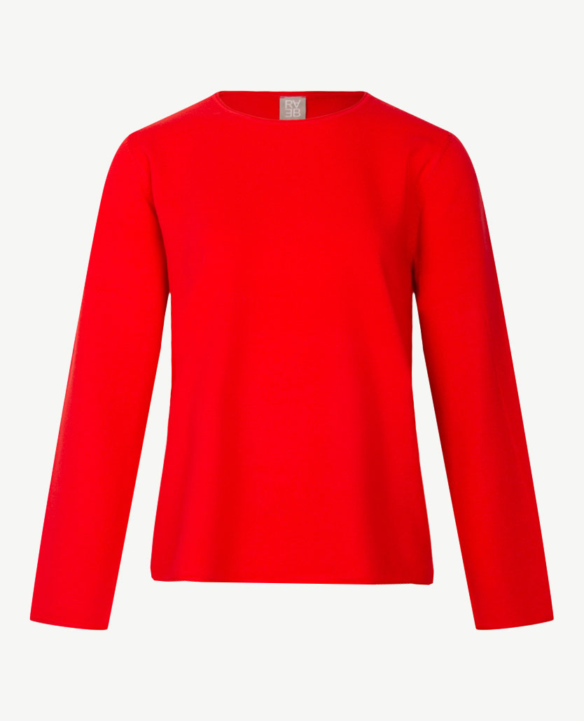 Rabe - Dunne damespullover - Ronde hals - Chili rood
