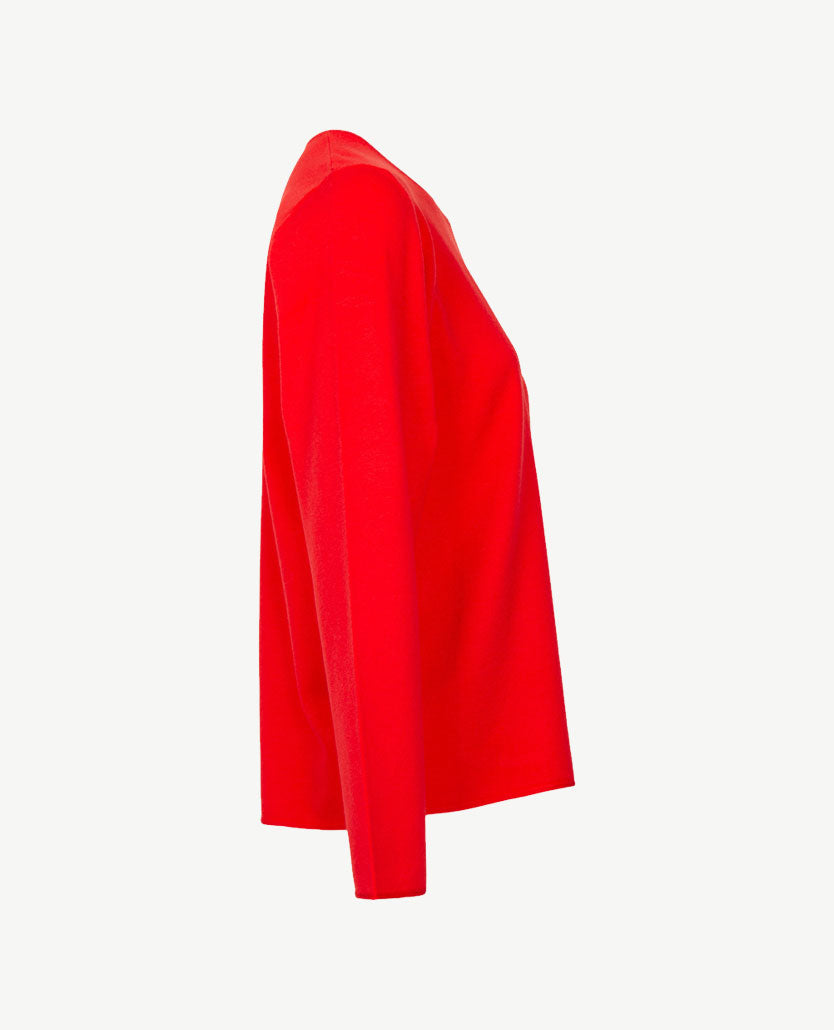 Rabe - Dunne damespullover - Ronde hals - Chili rood
