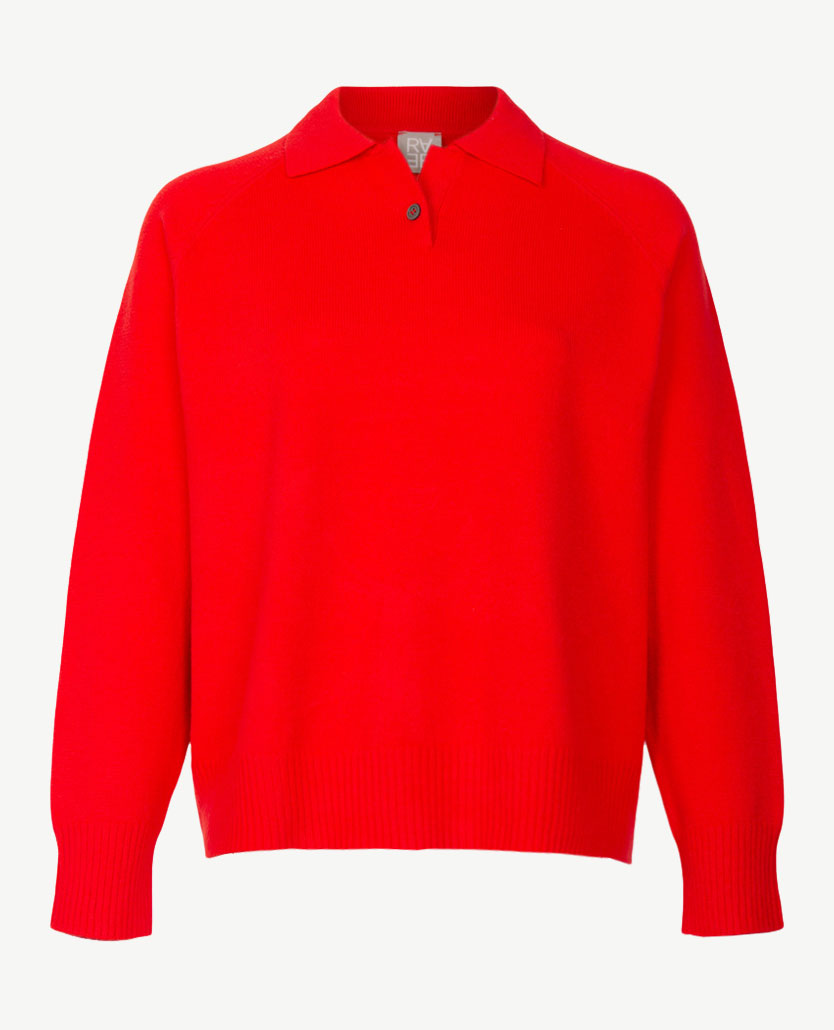 Rabe - Damespolo - Gebreid - Chili rood