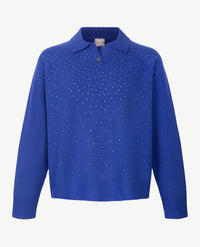 Rabe - Damespolo - gebreid - Kobalt met glitters voorkant
