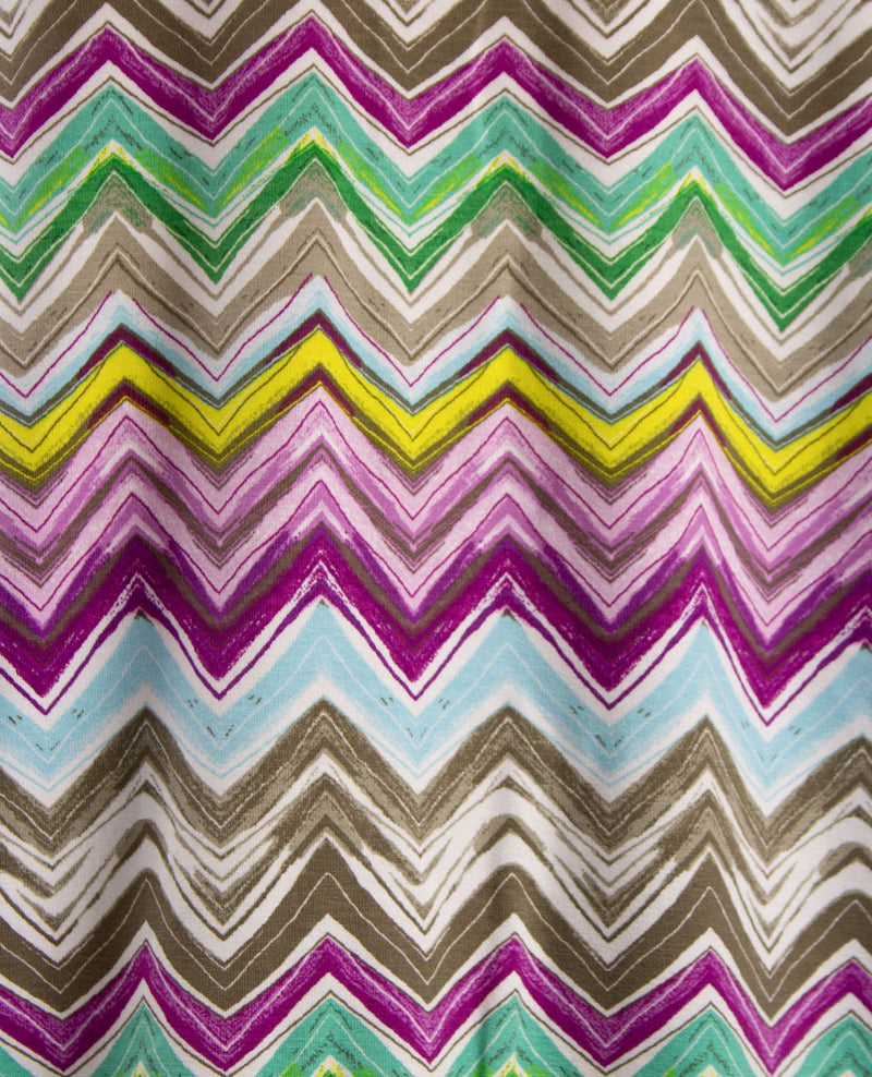 Rabe - Ronde hals - Zigzag met lila, kahki, wit en groen