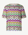 Rabe - Ronde hals - Zigzag met lila, kahki, wit en groen
