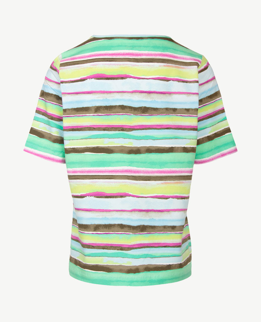 Rabe - Ronde hals - Wave in taupe, lila, blue en wit