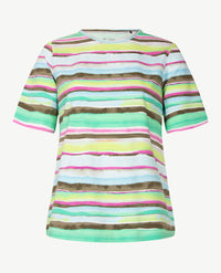Rabe - Ronde hals - Wave in taupe, lila, blue en wit