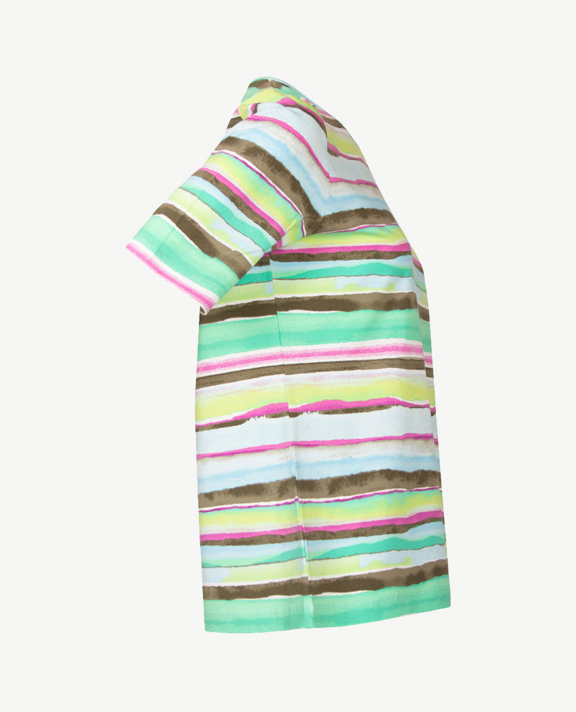 Rabe - Ronde hals - Wave in taupe, lila, blue en wit