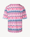 Rabe - Ronde hals - Zigzag met rose blue en wit