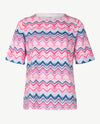 Rabe - Ronde hals - Zigzag met rose blue en wit