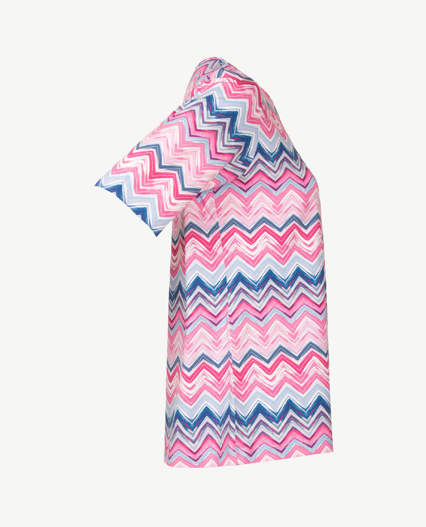 Rabe - Ronde hals - Zigzag met rose blue en wit