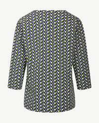 Rabe - Top - Ronde hals - jersey - Dessin met groen, navy en wit