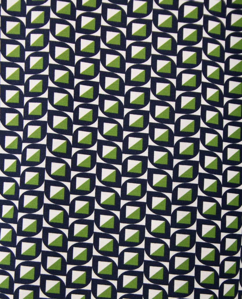 Rabe - Top - Ronde hals - jersey - Dessin met groen, navy en wit