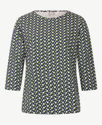 Rabe - Top - Ronde hals - jersey - Dessin met groen, navy en wit