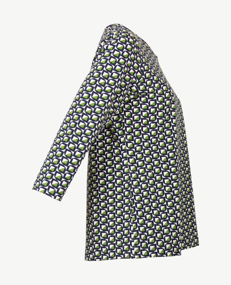 Rabe - Top - Ronde hals - jersey - Dessin met groen, navy en wit
