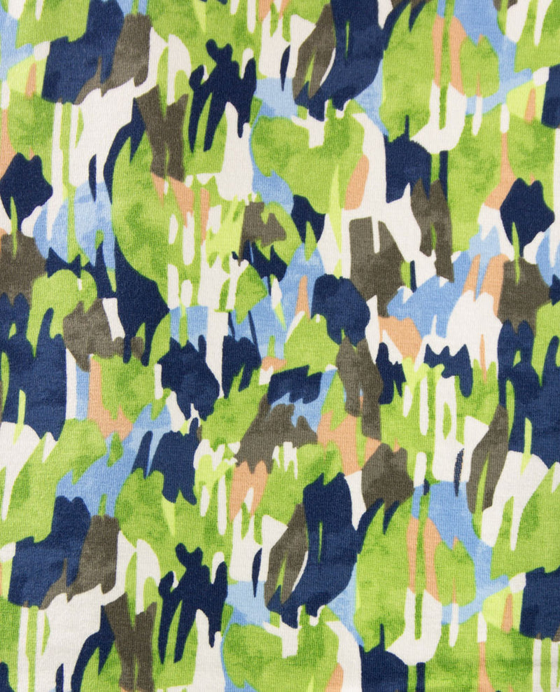 Rabe - Top - Ronde hals - jersey - Grafisch dessin met khaki, groen, navy en wit en blue