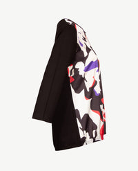 Rabe - Blouson met ronde hals - Satijn - Off-white met zwart, rood en paars