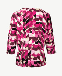 Rabe - Top - ronde hals - jersey - Dessin met rose, burgundy, wit, zwart en beige