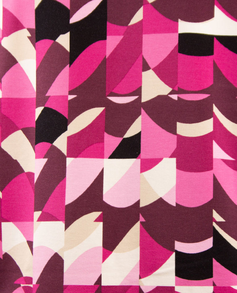 Rabe - Top - ronde hals - jersey - Dessin met rose, burgundy, wit, zwart en beige