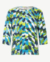 Rabe - Top - ronde hals - jersey - Navy, turqoise, groen en wit
