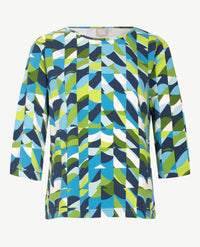 Rabe - Top - ronde hals - jersey - Navy, turqoise, groen en wit