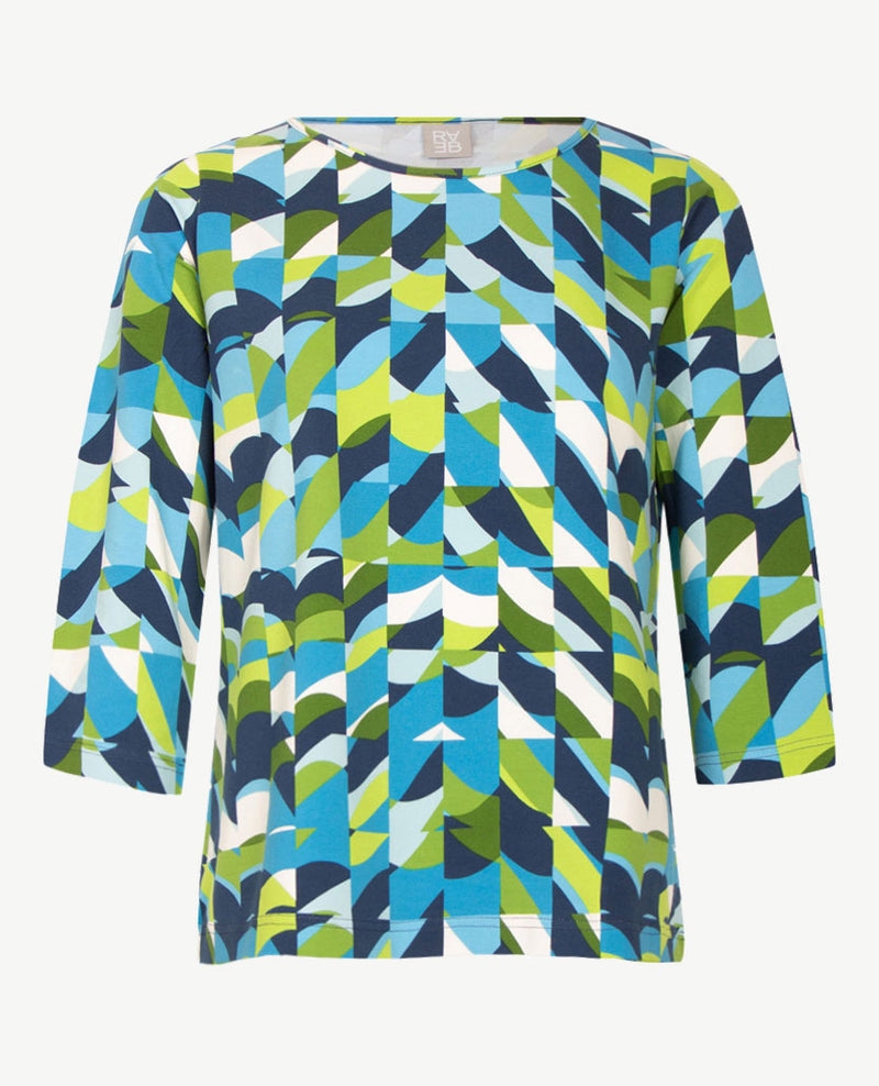 Rabe - Top - ronde hals - jersey - Navy, turqoise, groen en wit