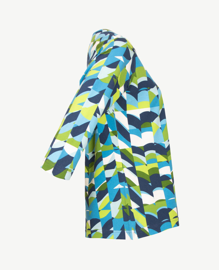 Rabe - Top - ronde hals - jersey - Navy, turqoise, groen en wit