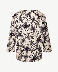 Rabe - Top - Ronde hals - Sweatjersey - Off-white met zwart