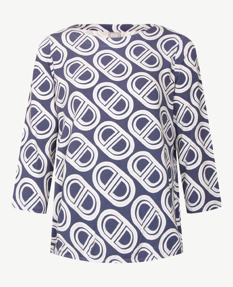 Rabe - Blouson - top - Ronde hals - Jersey - Blauwen met wit en blue