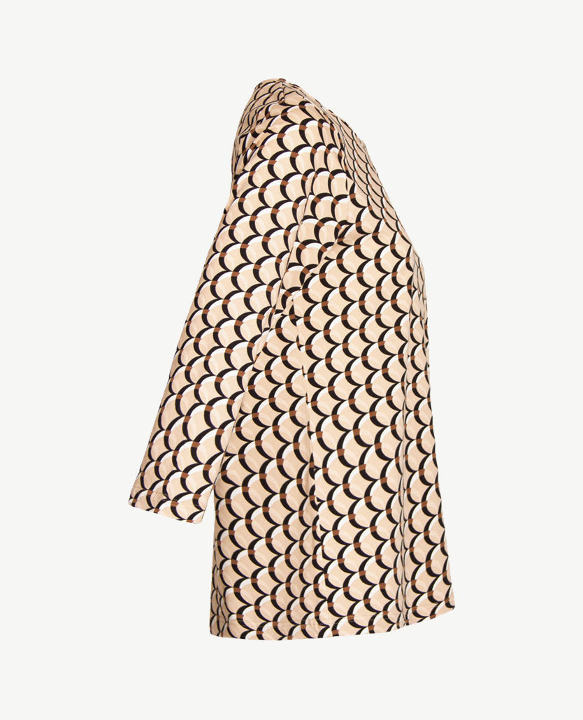 Rabe - Top - ronde hals - jersey - Beige met wit, zwart en choco