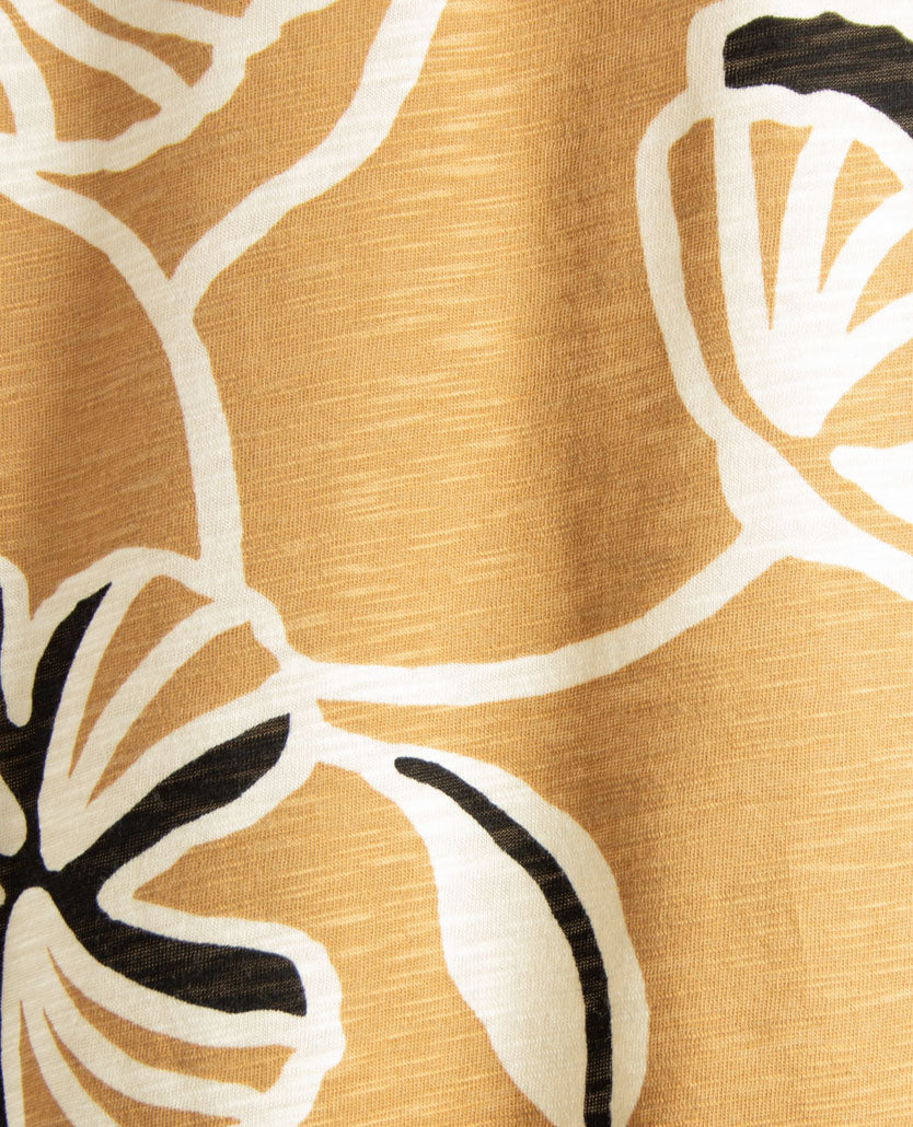 Rabe - Top - ronde hals - jersey - Donker beige met zwart en off-white