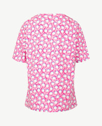 Rabe - Top - ronde hals - jersey - Pink met kobalt, wit en grijs