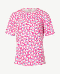 Rabe - Top - ronde hals - jersey - Pink met kobalt, wit en grijs