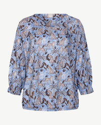 Rabe - Blouson - Ronde v-hals - jersey - Luipaard blue met beige, choco en off-white