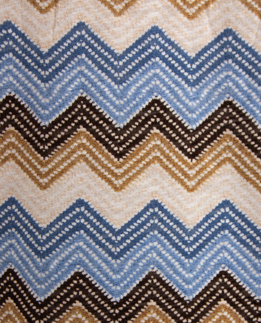Rabe - Top - ronde hals - jersey - Dessin zigzag choco, beige en blauwen