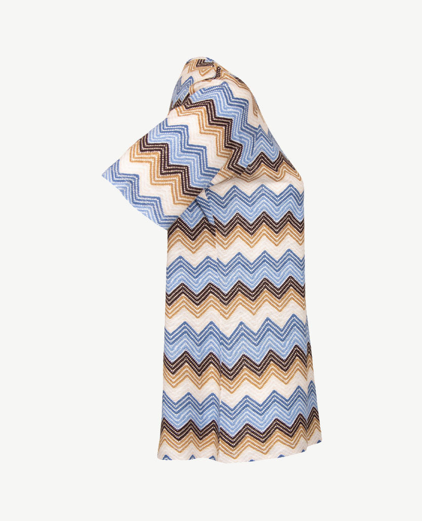 Rabe - Top - ronde hals - jersey - Dessin zigzag choco, beige en blauwen