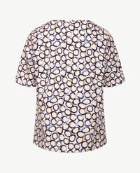 Rabe - Top - ronde hals - jersey - Dessin met blue, choco beige en off-white
