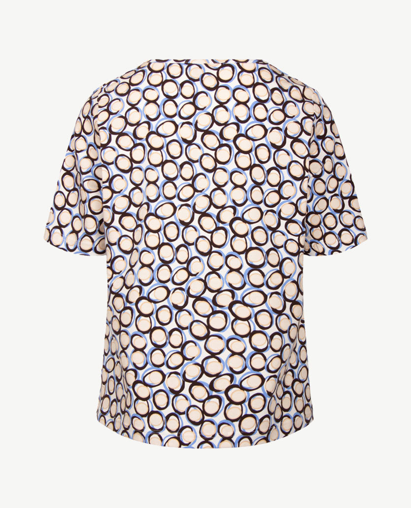 Rabe - Top - ronde hals - jersey - Dessin met blue, choco beige en off-white