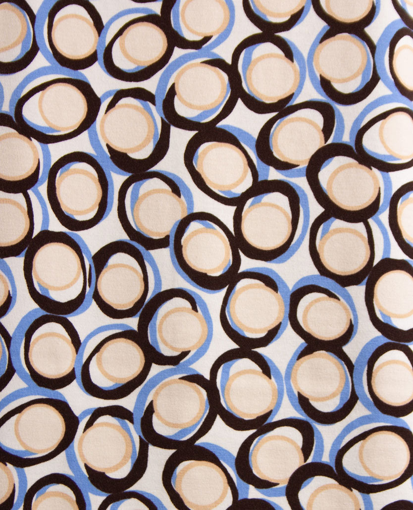 Rabe - Top - ronde hals - jersey - Dessin met blue, choco beige en off-white